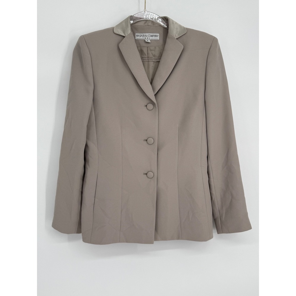 Kasper & Company ASL Taupe Three Button Tailored Blazer Jacket Womens Sz 6